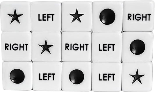 ZLIXING 15 Pcs Dice for Left Right Center Dice Game Prime Only Dice Family Board Games Accessories