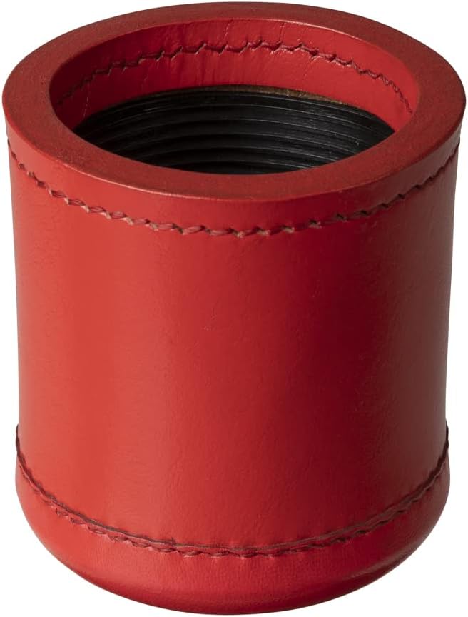 WE Games Professional Handmade Red Leather Dice Cup Set, Comes with 5 Standard Game Dice & Cloth Bag, Dice Roller for Liars Dice Farkle & Board Games, Durable Stitched Dice Cups