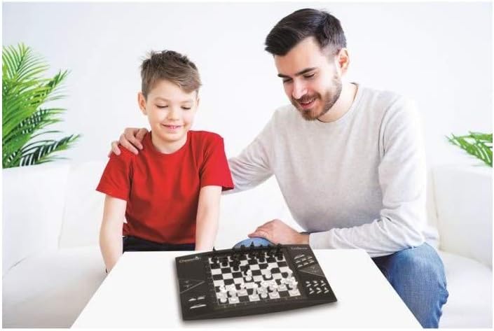 Lexibook CG1300 ChessMan Elite Interactive electronic chess game, 64 levels of difficulty, LEDs, battery powered, black / white