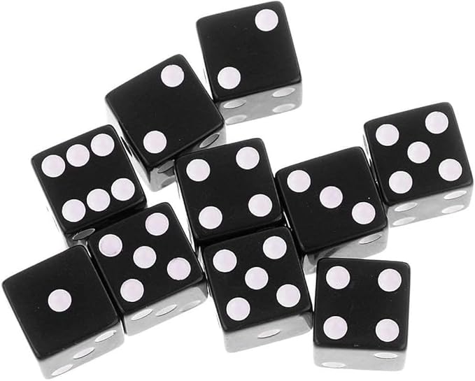 1Set Black of 10 6-Sided Numbers Dices Dice Game Tools Design，Standard Game Dice，Dice and Accessories