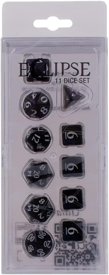Ultra PRO - Eclipse 11 Dice Set (Jet Black) - Great Dice Set for All Kinds of Card Games and Board Games Such As, DND, MTG, and RPG - UP Your Game with Ultra PRO