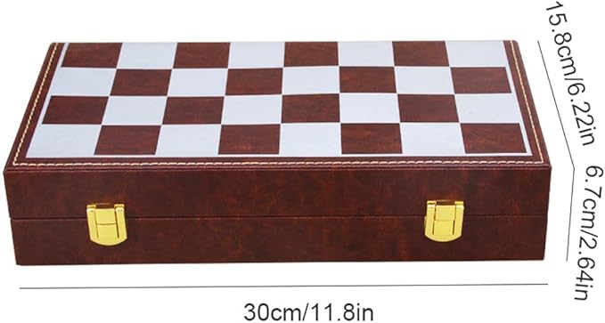 Chess Set, Magnetic Travel Chess Set, Large Metal Deluxe Chess Retro Alloy Adult Board Game Portable Wooden Box Storage Folding Chess Set,E