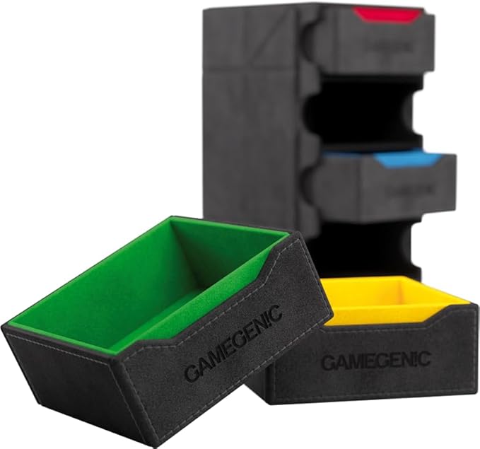 Token’s Lair - Premium All-in-One Token Box with Integrated Dice Tray for Ultimate Gaming Experience, Multifunctional Storage for Game Tokens, Dice and Accessories, Black Color, Made by Gamegenic