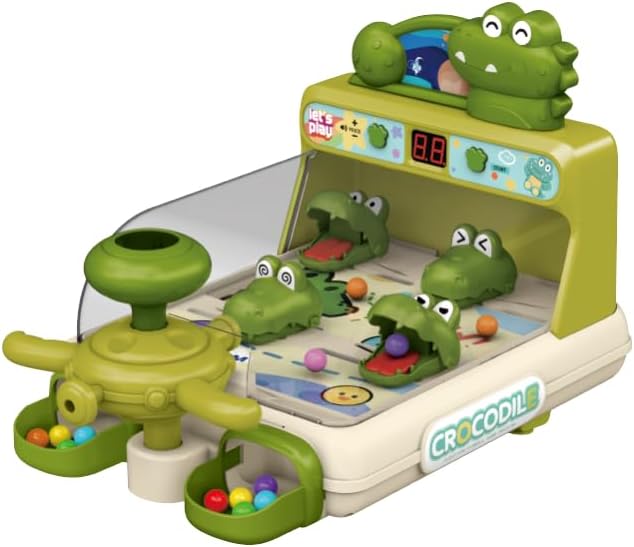 Dinosaur Crocodile Pinball Machine Board Kids Games Interactive Electronic Toys for Toddler Board Games Ages 3-5 Year Old Boy Birthday Gift,Baby Toy for Early Learning (Green) ﻿