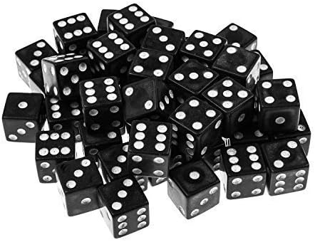 100 Pack Standard Game Dice 16mm (Black)