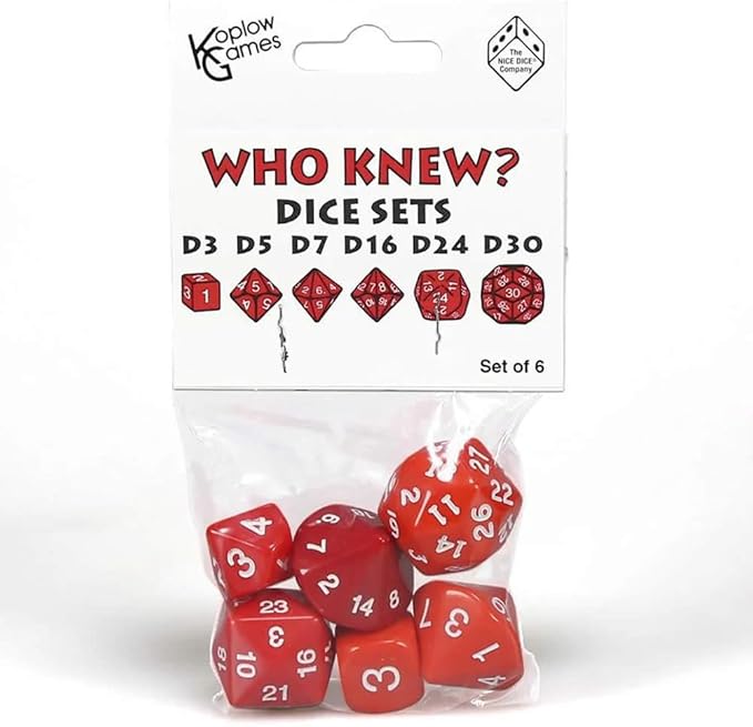 Red Special Who Knew 6 Dice Set Koplow Games