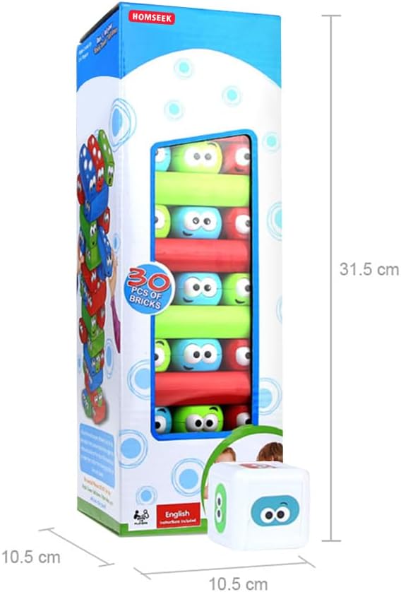 Tumbling Tower Stacking Blocks,Colored Cartoon Plastic Building Blocks Board Toppling Colorful Cube