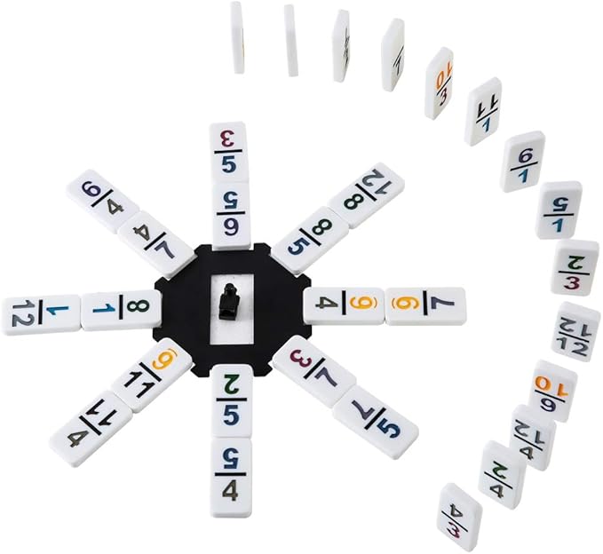 Mexican Train Dominoes with Numbers Double 12 Colored Numerical Dominoes Mexican Train Game Set 91 Tiles Dominoes with 9 Trains, Scoreboard, Octagon Shape Hub and Aluminum Case
