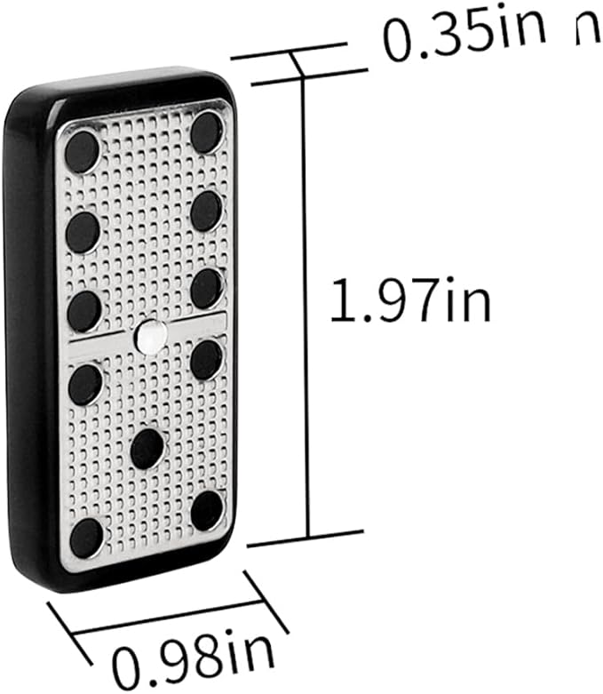 Bucher&Rossini Metal Surface Dominoes Set Double 6 - Claasic Black Domino's Game Set with Silver Metal Surface for Adults and Kids Ideal Gift for Domino Players or Family Game Night