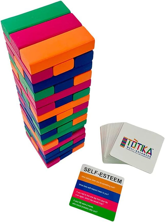 Open Spaces Totika Self Esteem Game with 48 Question Card Deck - A Game of Fun, Skill and Communication