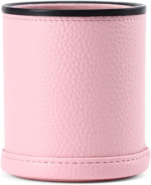Pink Party Leather dice Cups, Including 5 Matching Pink dice - Pink Velvet Interior for Quiet Shaking - for Cheater dice Fakir Yahtzee Board Game