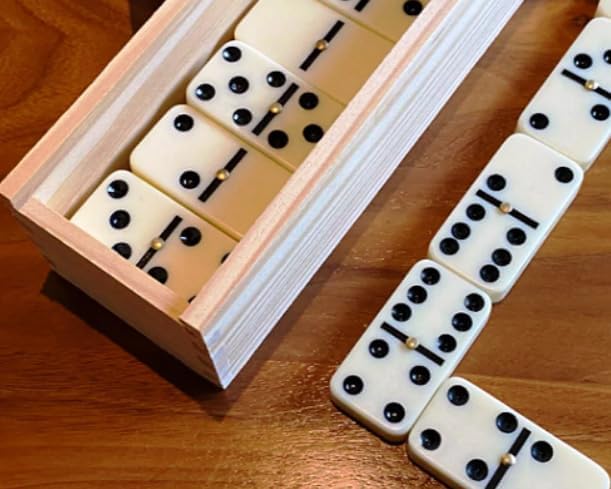 Dominoes Set for Adults, Double Six, Double 6 Professional Domino Tiles with Wooden Box, 28 pcs Domino Set 28 Tiles with Natural Wooden Case - Gift Ready Boxed