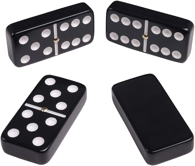 Silverman & Co. Double 6 Large Black Domino Set - Green Case