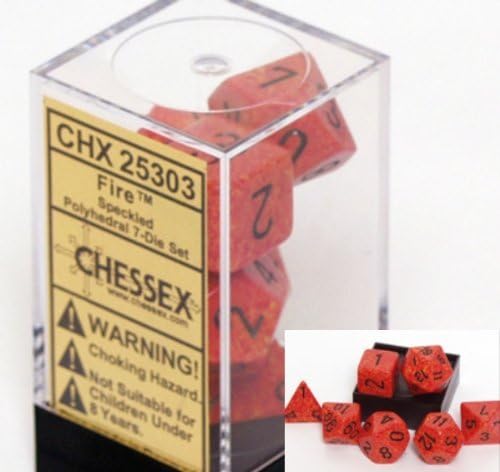 Chessex Dice: Polyhedral 7-Die Speckled Dice Set - Fire