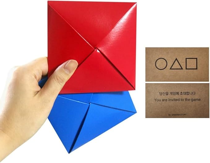 Ddakji(Ttakji) Game 4 Set + Sticker + Invitation Card from The TV Series Korean Traditional Game- Old-Fashioned Game kit (2 Pack)