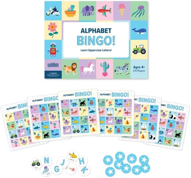Wildkin Alphabet Bingo: Fun ABC Learning Game for Kids, Boost Memory & Learning for Boys and Girls, 2-6 Players Educational Bingo Adventure, Explore and Enjoy Alphabet Game Cards!