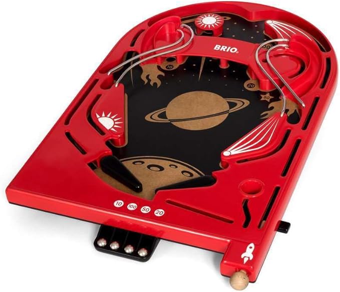 BRIO 34017 Pinball Game - Classic Vintage Arcade Style | Engaging Brain Game for Kids and Adults | Ideal Gift for Ages 6 and Up, Red