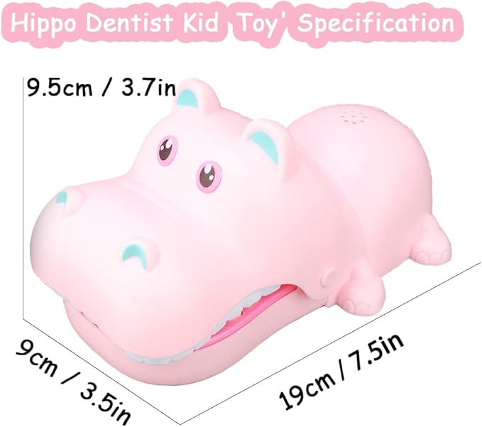 Watris Veiyi Cartoon Hippo Mouth Toy with Teeth, Alligator Teeth Game, Hippo Dentist Toy for Playing Training, Gags Joke Toy, Bite Finger Board Game for Kid Parent-Child Activities