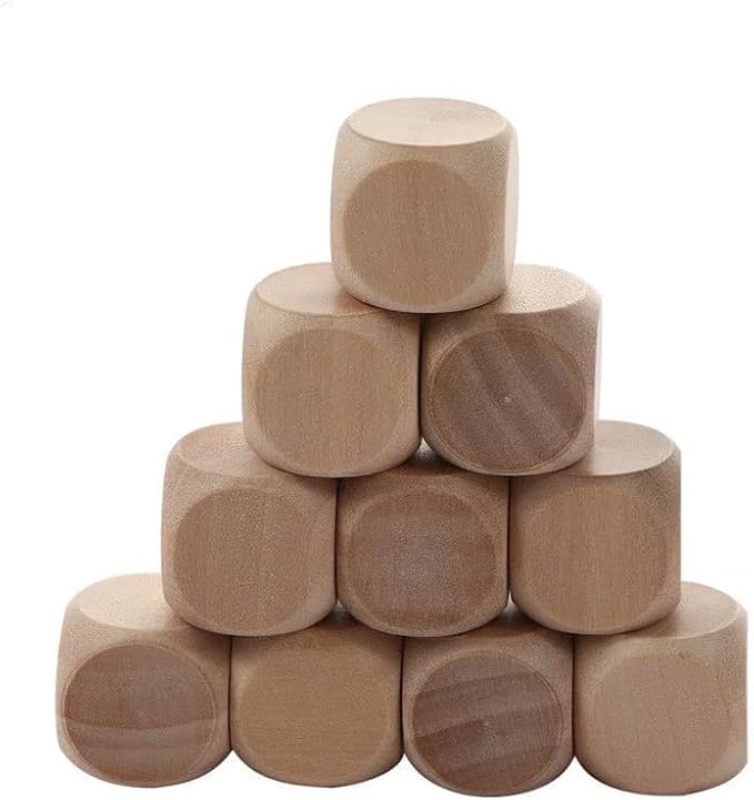 10 Pcs Wooden Dice, 6 Sided Blank Dice Round Corner Cube Dice DIY Graffiti Dice Crafts Toy Dice Board Game Party Supplies Standard Game Dice (1.8cm)