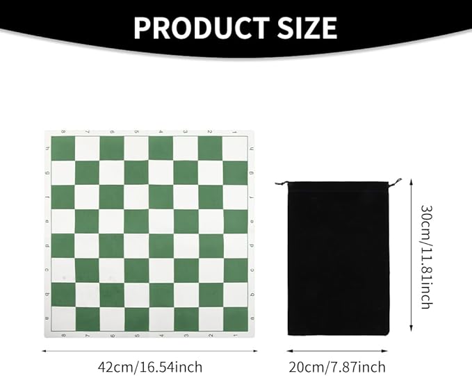 Portable Chess & Checkers Set, 42cm Tournament Chess Mat with Chess & Storage Bag, PU Leather Tournament Roll Up Chess Board Travel Chess Sets(Size:42cm)