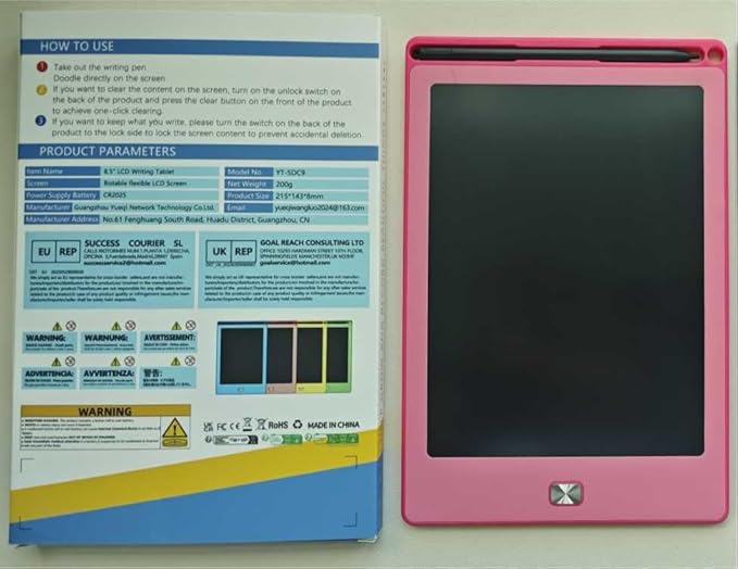 8.5 Inch LCD Writing Tablet for Kids, Reusable Doodle Drawing Board, Colorful Drawing Pad for Toddlers Educational Toys for Boys Girls Travel Essentials Game Toys for 3 4 5 6 Years Old Pink