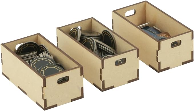 The Broken Token Game Organizer Compatible with Villainous Expansions - Wooden Game Organizing Box with Multiple Trays