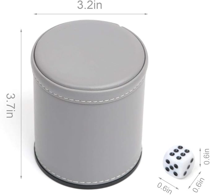 Felt Lined Professional Dice Cup - with 6 Dices Quiet for Yahtzee Game
