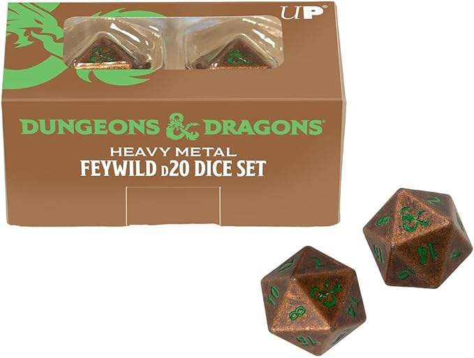 Heavy Metal Feywild Copper and Green D20 Dice Set for Dungeons & Dragons - Great for RPG, DND, MTG as Gamer Dice or Board Gaming Dice