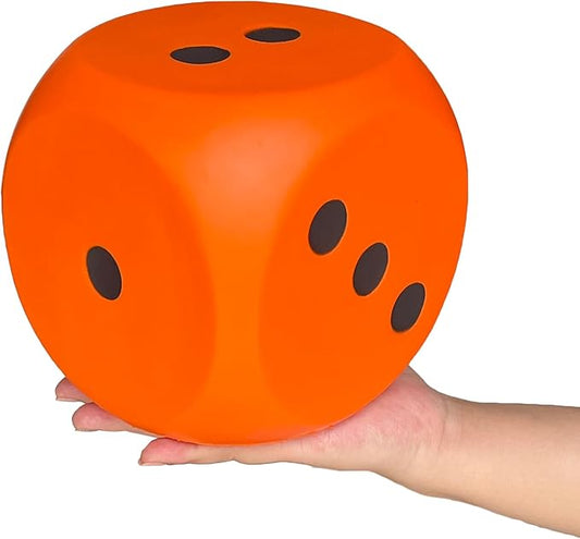 Giant 5.9 Inches Kawaii Foam Dice: A Fun-Filled, Educational Toy for Game Nights and Learning Sessions (Lucky Orange)