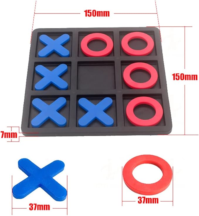 Tic Tac Toe Board Game,Tic Tac Toe Family Game, Classic Board Game, Classical Family Board Game,Children's Tic Tac Toe Game, Plastic tic tac Toe Game, Board Size 15 X 15 cm