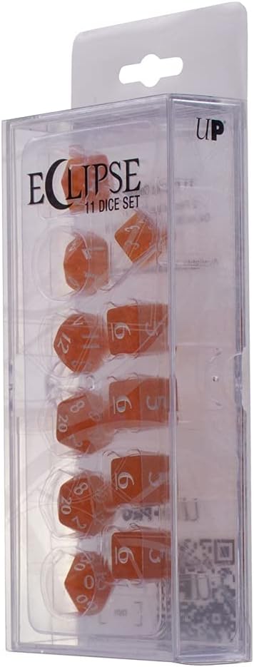 Ultra PRO - Eclipse 11 Dice Set (Pumpkin Orange) - Great Dice Set for All Kinds of Card Games and Board Games Such As, DND, MTG, and RPG - UP Your Game with Ultra PRO