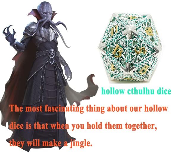 Hollow Metal DND Game Dice Green 7Pcs Set for Dungeons and Dragons RPG MTG Table Games D&D Pathfinder Shadowrun and Math Teaching