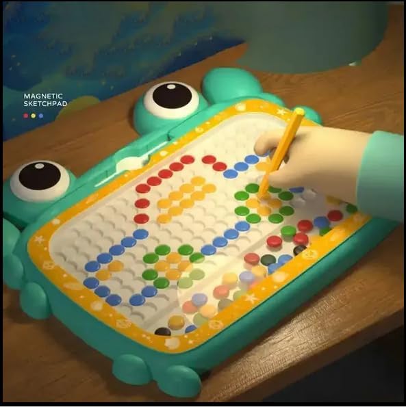 Magnetic Dots Board, Magnetic Drawing Board for Toddlers, Magnetic Drawing Board for Kids, Magnetic Dot Art with Magnetic Pen,Magnetic Tablet Toy for Airplane & Car Ride Activities for Kids (Cyan)