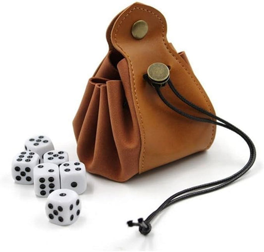 gofidin Dice Bag Tray Gift Coin Purse Gambling Tool Role Playing Storage Pouch Board Game(Dark Brown)