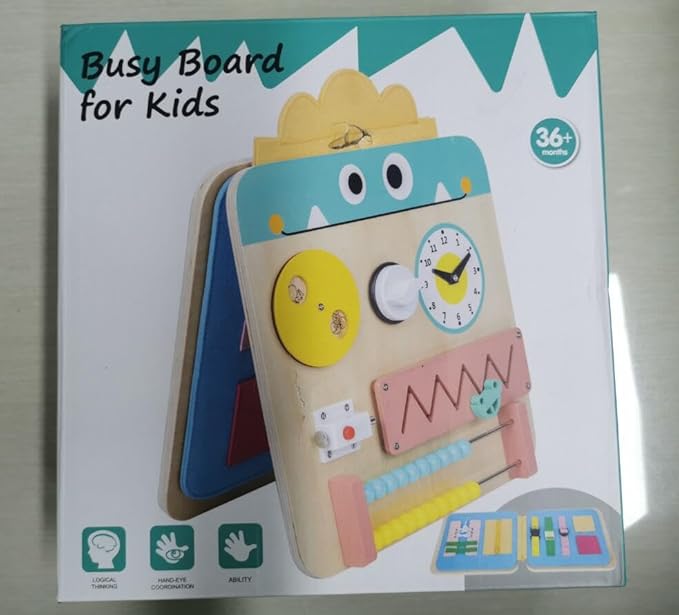 17 for 1 Wooden Busy Board for Kids, Montessori Toys for 2 3 4 Years Old, Eduacational Activity Sensory Board, Multifunctinal Learning Toys for Toddlers Age 2-4, Fine Motor Skill