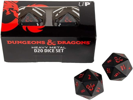 Ultra PRO Dungeons & Dragons Ampersand Heavy Metal D20 Dice Set (2 Pieces) - Great for RPG, DND, MTG as Gamer Dice or Board Gaming Dice