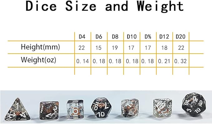 UDIXI 7PCS Polyhedral DND Dice Set, 7-Die D&D Dice Set Filled with Shield for Role Playing Games as Dungeons and Dragons RPG Tabletop Games (Fighter)