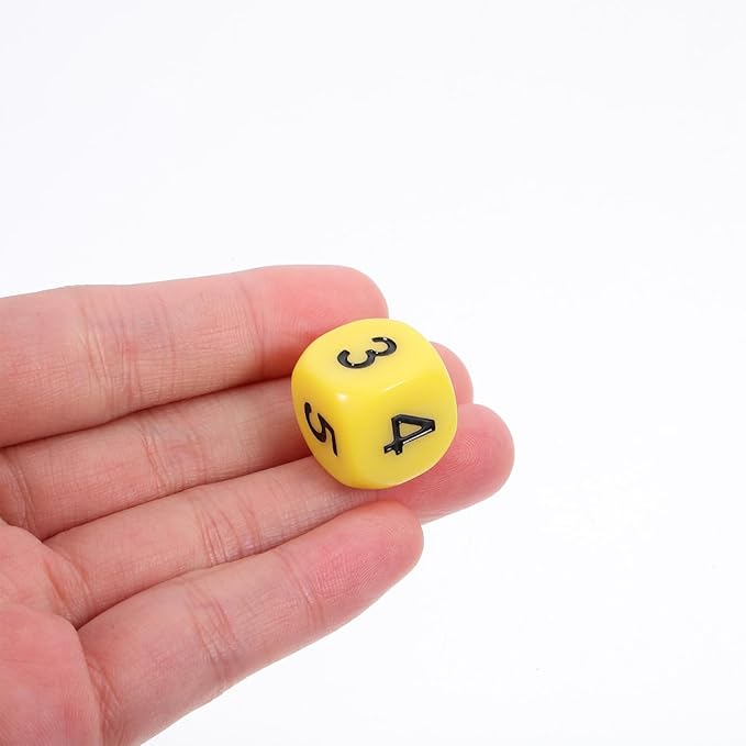 Vaguelly 12pcs Math Numbers Dices 0-5 Acrylic Numbered Dices 16mm Rounded Corner Party Game Dices Mini Teaching Learning Dice Party Favors, Yellow, G558CB6392RJ75RXTRN15P0C