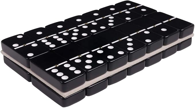 Silverman & Co. Double 6 Large Black Domino Set - Red Case