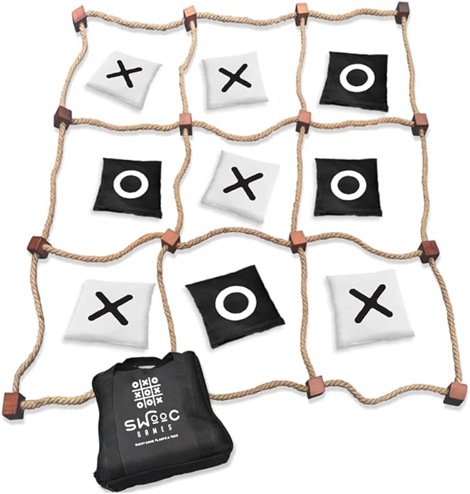 SWOOC Games - Giant Tic Tac Toe Game Outdoor (All Weather) | 3ft x 3ft | Instant Setup, No Assembly | Giant Outdoor Games for Adults and Family | Outside Toys | Large Lawn & Backyard Fun | Yard Game