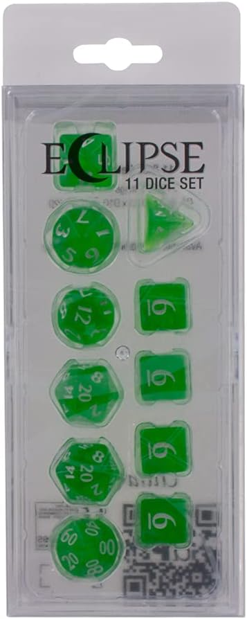 Ultra PRO - Eclipse 11 Dice Set (Lime Green) - Great Dice Set for All Kinds of Card Games and Board Games Such As, DND, MTG, and RPG - UP Your Game with Ultra PRO