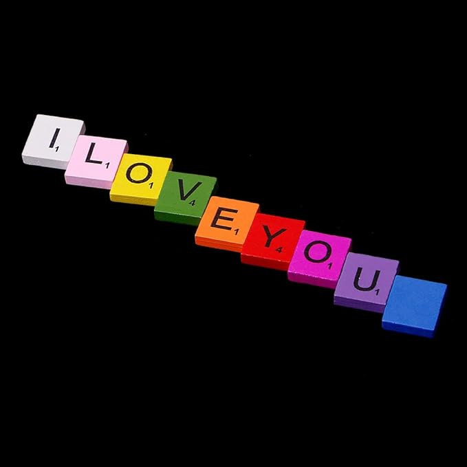Zeaya 100Pcs/Set Wooden Colourful Scrabble Tiles Mix Letters Varnished Alphabet Scrabbles (Orange)