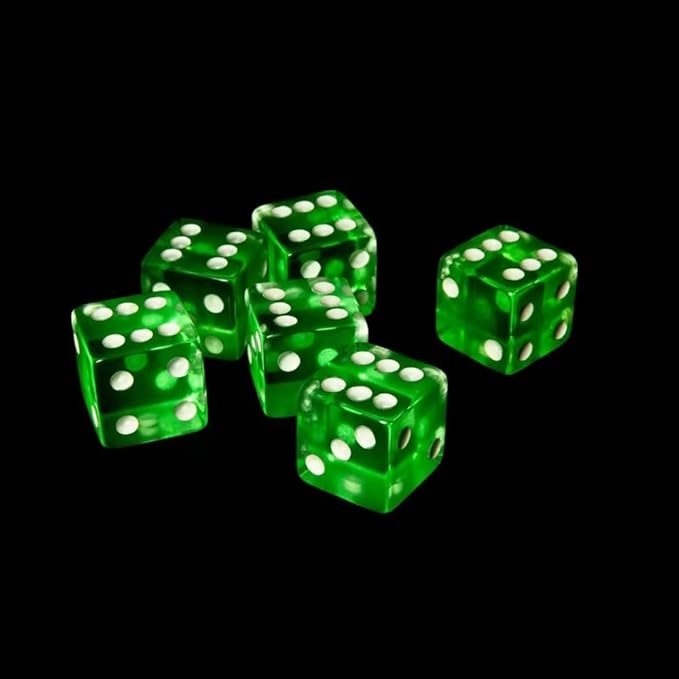 10 Pcs 6 Sided Dice D6 RPG D&D Game Transparent Green + Bag Set Role Playing Dice Dice and Accessories(Green 19mm)