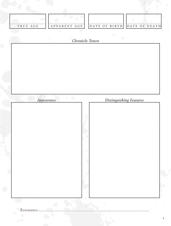 Renegade Game Studios Vampire: The Masquerade 5th Edition Roleplaying Game Expanded Character Sheet Journal, Ages 18+, Roleplaying Game Accessory