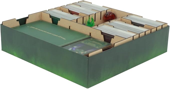 The Broken Token Villainous Base Game Compatible Organizer - Wood Storage Box with Multiple Decks & Trays for Tokens - Wooden Game Organizer