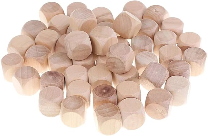 10 Pcs Wooden Dice, 6 Sided Blank Dice Round Corner Cube Dice DIY Graffiti Dice Crafts Toy Dice Board Game Party Supplies Standard Game Dice (1.8cm)