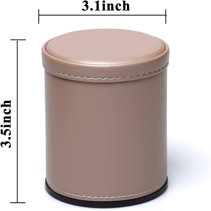 Leatherette Dice Cup Set, Rose Gold Leather and Lilac Mist Velvet Interior Professional Dice Cup with 6 Black Dot Dice for Liars Dice Farkle Yahtzee Board Games, 1 Pack