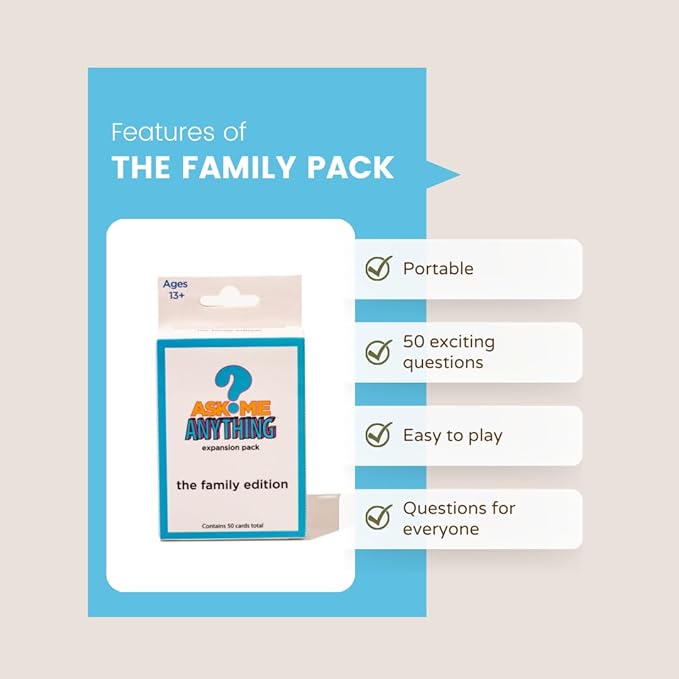 ASKMEANYTHING Family Edition Expansion - Conversation Starter Card Game with 50-Card Expansion Pack