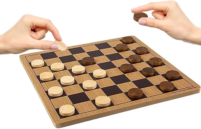 The Dreidel Company Classic Wooden Board Games, Great for Prizes, 10" (10" Wooden Checkers)