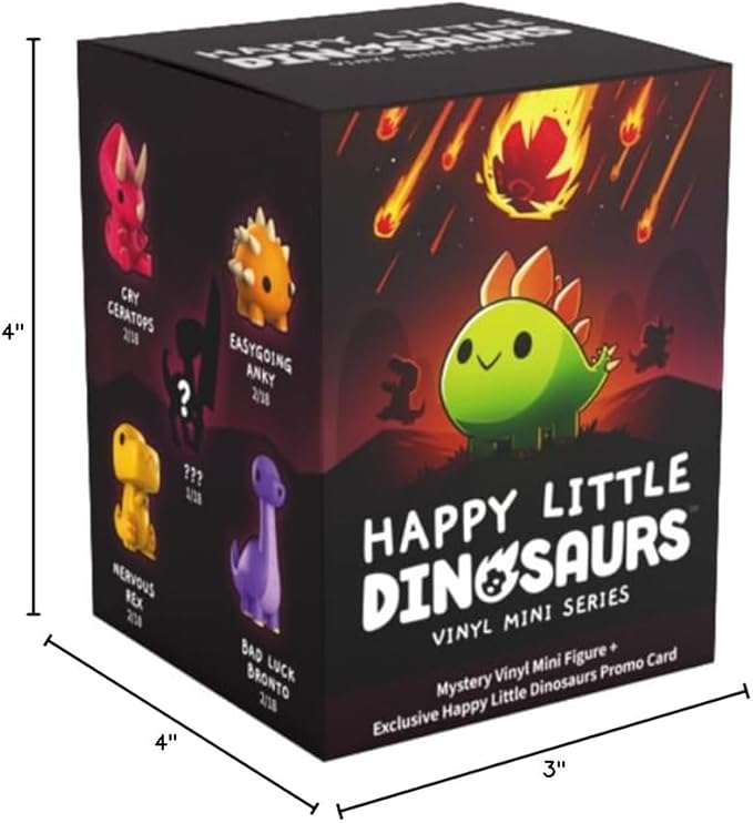 TeeTurtle Happy Little Dinosaurs - Vinyl Mini Figures Mystery Box Series, Black